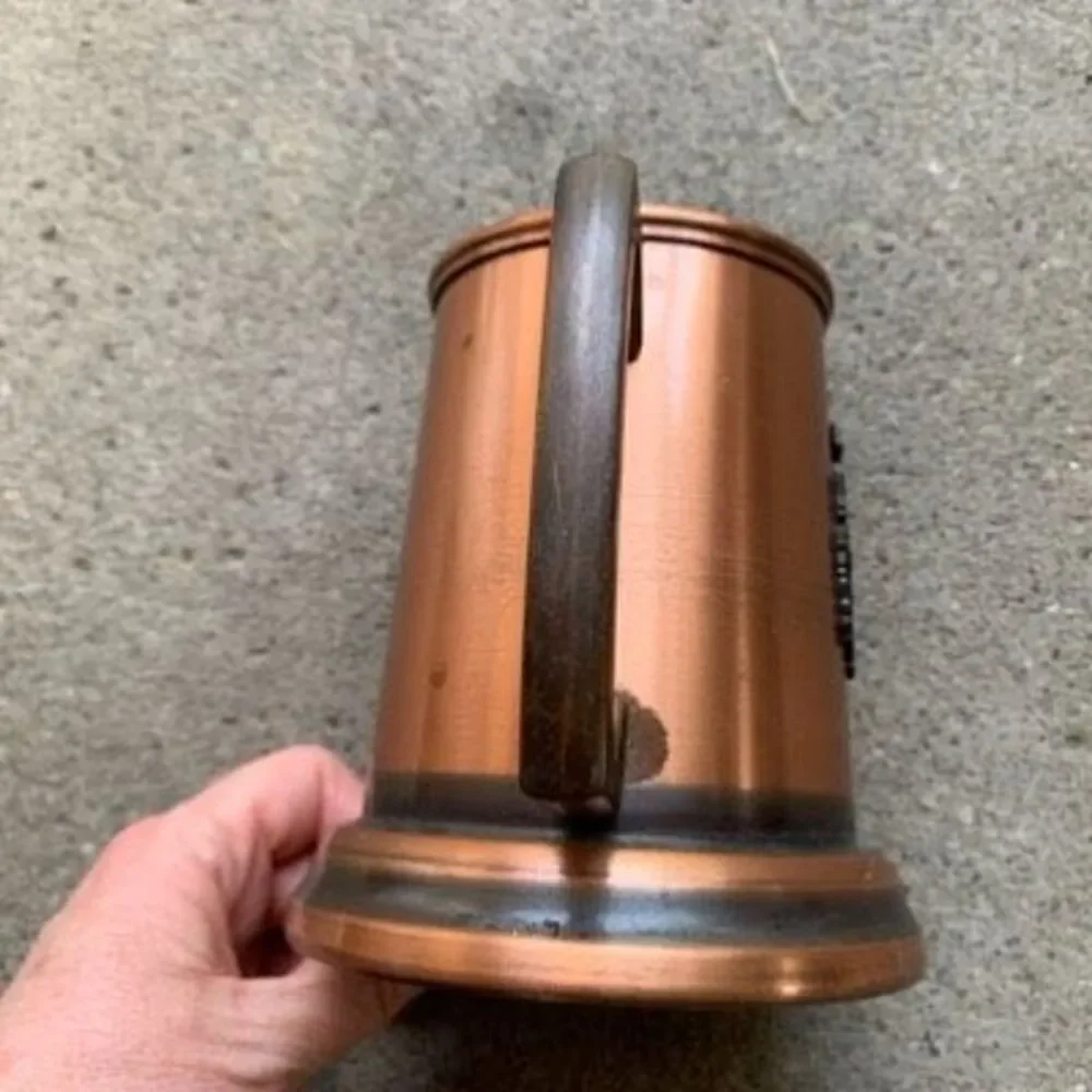 Vintage Copper Beer Stein With Canadian Nationalist Motto Crest